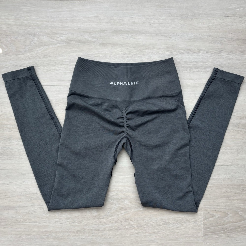 Alphalete Seamless Scrunch Butt High Waist Gym Leggings Charcoal Gray Small